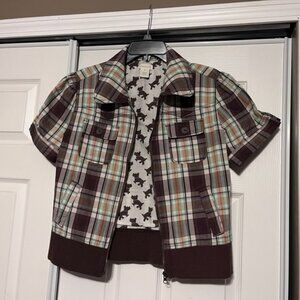 Short Sleeve Zip Collar Light Jacket